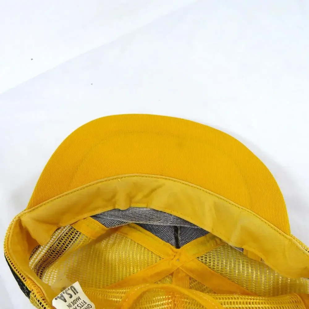 Fighting Falcons Three Stripe Trucker Black Gold Hat Snapback 1980s